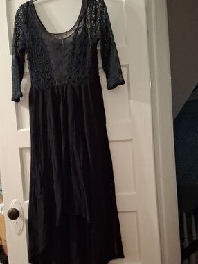 Free People Black Maxi Dress with Lace Bodice